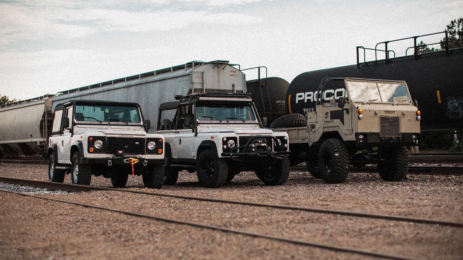 Land Rover Defender in a field