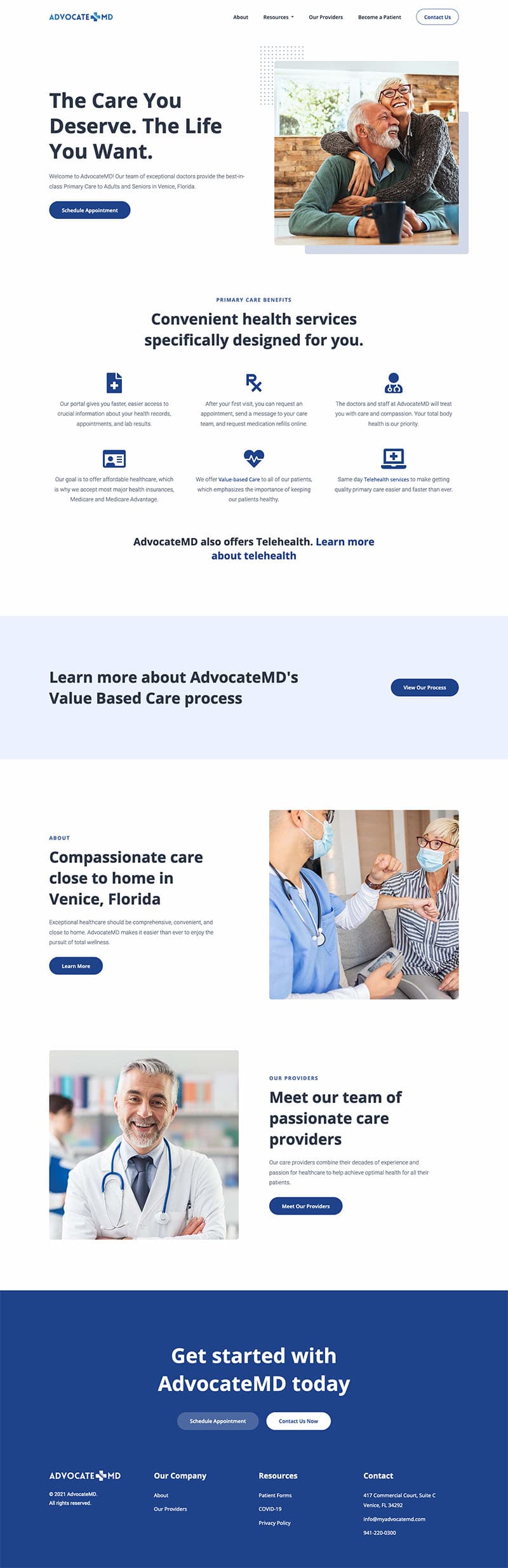 mockup web design for AdvocateMD