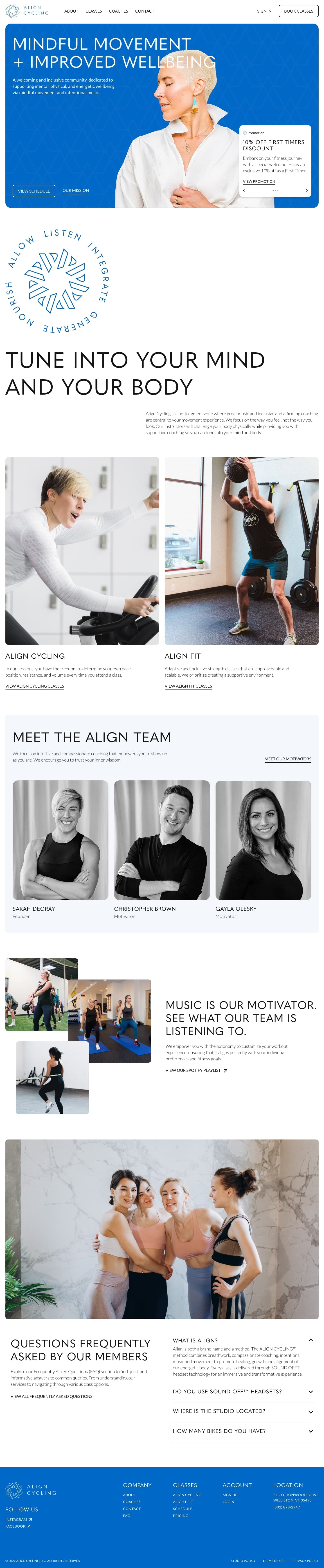 Headless next.js web design and development for Align Cycling