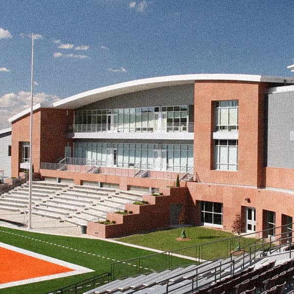 Inside a college sports stadium